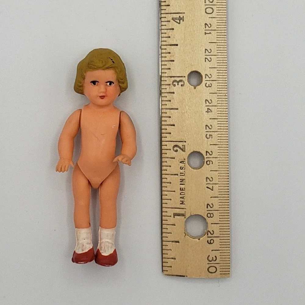 Vintage Rubber Doll 3''‎ Tall Moveable Arms & Legs German Made